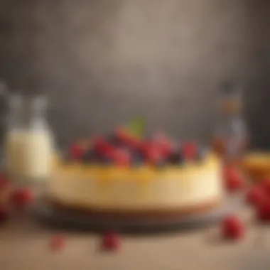 A close-up view of cheesecake ingredients arranged aesthetically.