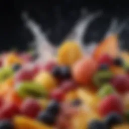 Vibrant assortment of frozen fruits ready for blending.