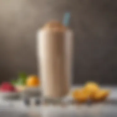 A beautifully styled protein shake in a glass with garnishes