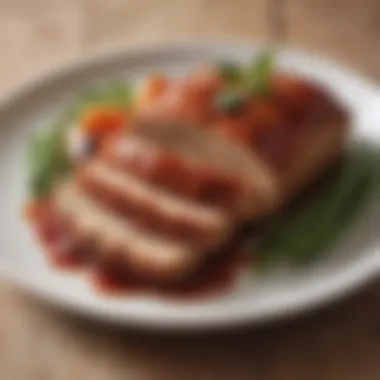 Exquisite Presentation of Ground Turkey Meatloaf A beautifully plated ground turkey meatloaf with herbs and vegetables