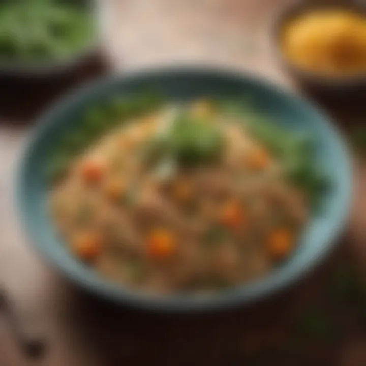 Delicious whole grain dish garnished with fresh herbs.