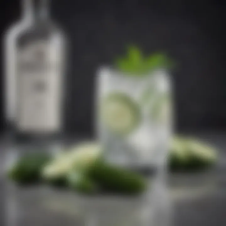 A vibrant glass of Hendrick's Cucumber Gin and Tonic garnished with fresh cucumber slices and herbs