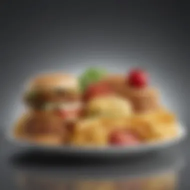 Balanced plate featuring high-calorie foods integrated with other food groups
