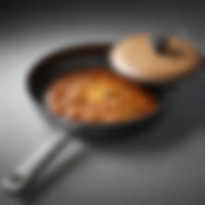 High-sided frying pan with lid showcasing its sleek design