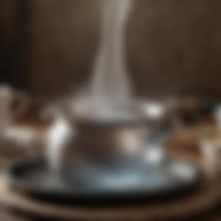 Close-up of steaming water in a hot water pot for coffee