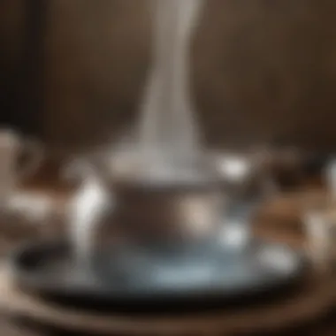 Steaming Water for Perfect Coffee Brewing Close-up of steaming water in a hot water pot for coffee