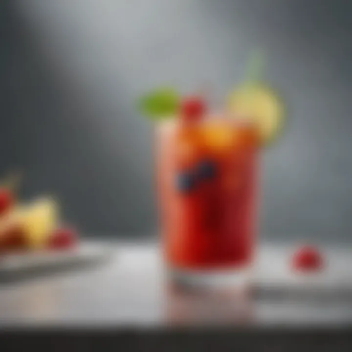 A creative cocktail with Icee juice and garnishes