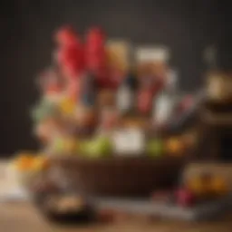 Stylishly arranged gift basket with various goodies