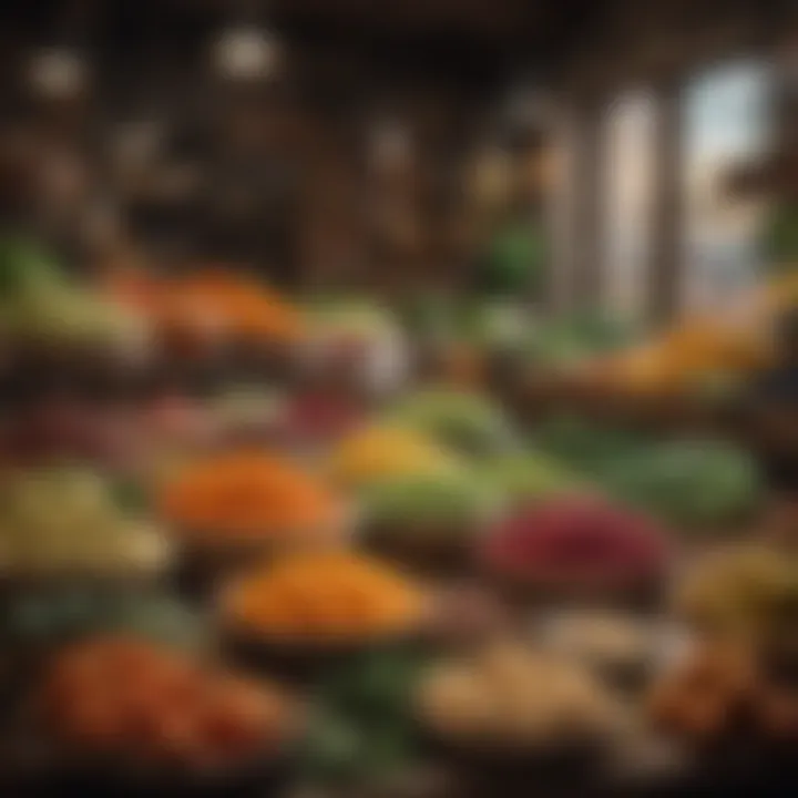 A vibrant market showcasing fresh, exotic ingredients