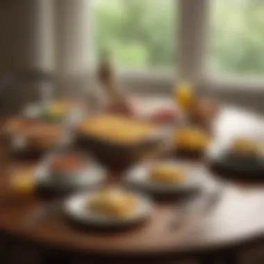 A beautifully set table featuring the Jimmy Dean egg bake as the centerpiece, in a casual dining setting.