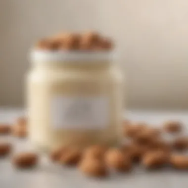 A close-up view of Joi almond paste jar showcasing its creamy texture and rich color.