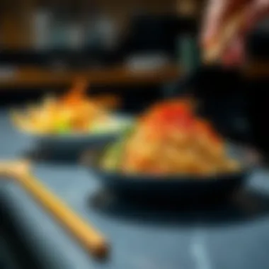 A beautifully plated version of kimchi fried rice showcasing its colorful layers