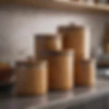 Stylish wooden canisters in a modern kitchen setting