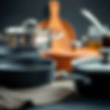 Materials and Textures of Cookware Close-up view of various materials used in pot sets, showcasing their textures and finishes.