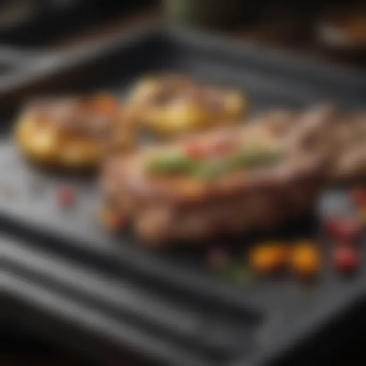 Close-up of seasoning on the Lodge cast iron griddle plate