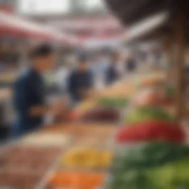Diversity at LA's Food Market A bustling food market reflecting the diversity of LA's cuisine