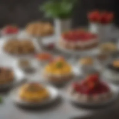 Assorted Plant-Based Desserts An elegant display of assorted plant-based desserts artfully arranged on a table.
