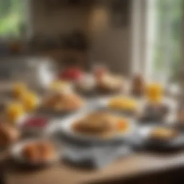 Serene Breakfast Atmosphere A serene morning scene with a beautifully set breakfast table