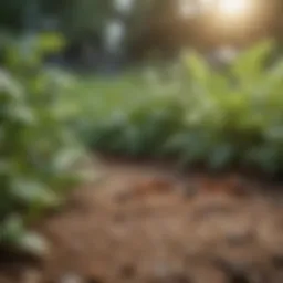 Natural ant deterrents displayed in an outdoor garden setting