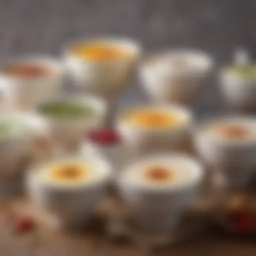 A selection of non-dairy cream alternatives in elegant bowls.