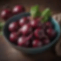 Organic cooked beets displayed in a vibrant bowl