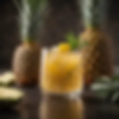Pineapple Tequila Infusion Presentation Stylish glass of pineapple tequila infusion with garnishes
