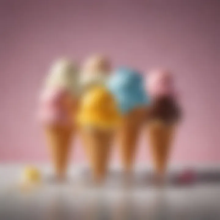An artistic display of assorted plain ice cream flavors