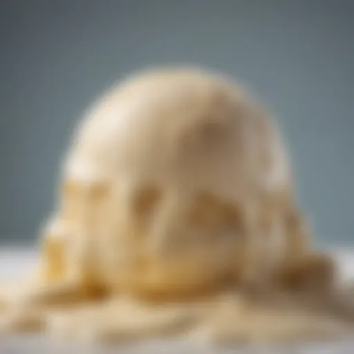 A close-up of vanilla ice cream with a rich texture