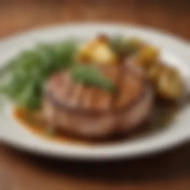 Garnished Pork Chop Delight Succulent pork chop garnished with herbs