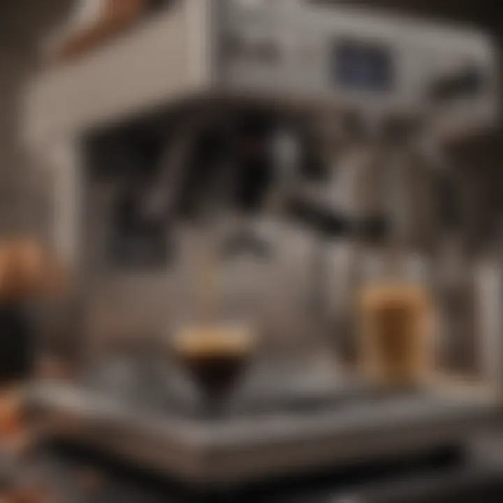 A well-maintained coffee machine accompanied by maintenance tools.