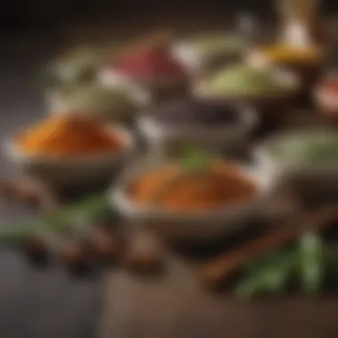 Spices and Herbs for Flavor A colorful array of spices and herbs to enhance meals