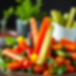 Colorful assortment of fresh vegetable sticks