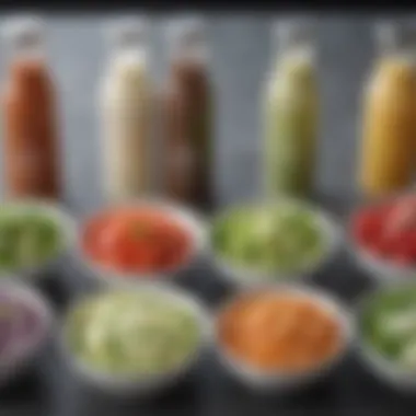 A creative selection of various keto salad dressings