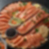 A vibrant platter of assorted salmon snacks showcasing various preparations.