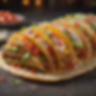 Close-up of a sidewalk taco garnished with fresh toppings