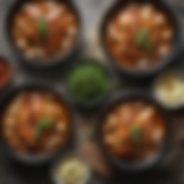 Three bowls showcasing different marinated chicken breast options