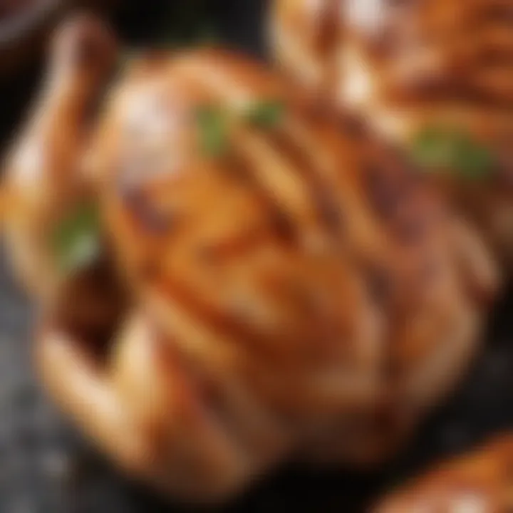 A close-up of tender, marinated chicken ready for grilling