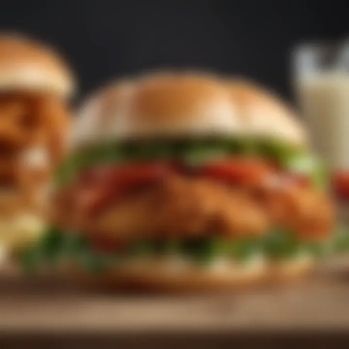 A visually enticing Southern style chicken sandwich showcasing crispy fried chicken, fresh lettuce, and a slice of tomato on a toasted bun.