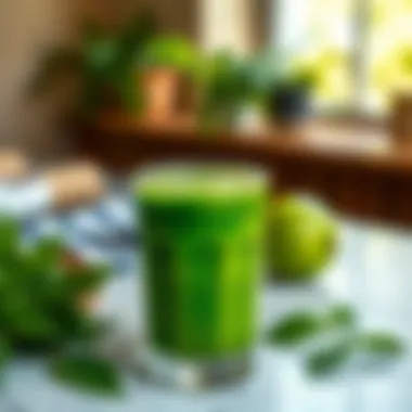 Refreshing green detox juice in a glass