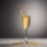 A close-up of a sparkling glass of sweet champagne with bubbles rising