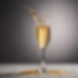 A close-up of a sparkling glass of sweet champagne with bubbles rising