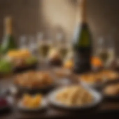 A beautifully arranged table with sweet champagne and gourmet food pairing