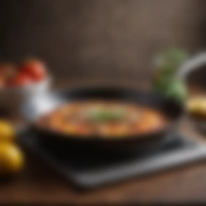 An innovative ceramic frying pan highlighting its non-stick surface