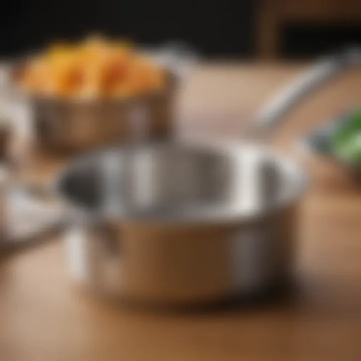 Detailed view of a high-quality stainless steel saucepan