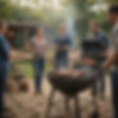 An outdoor gathering with a charcoal grill, reflecting the cultural significance of barbecue traditions.