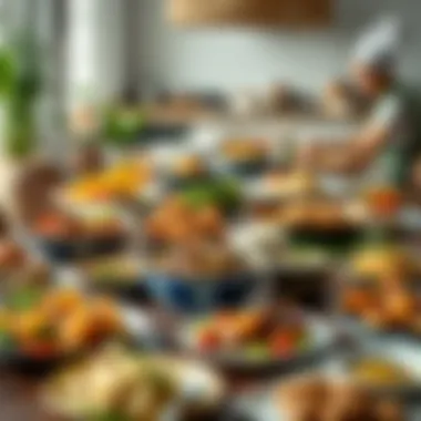 A colorful spread of home-cooked meals displayed on a dining table, highlighting diversity