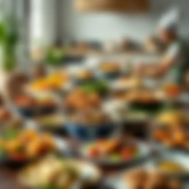 A colorful spread of home-cooked meals displayed on a dining table, highlighting diversity