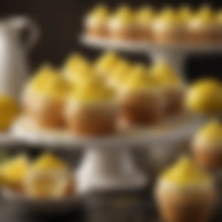 An enticing shot of lemon cupcakes on a decorative plate, capturing the essence of culinary artistry.