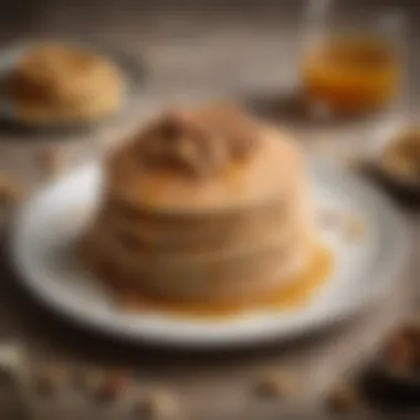 Artisan Oat Pancakes with Nuts An artisan plate of oat pancakes garnished with nuts and a drizzle of honey