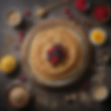 Ingredient Spread for Oat Pancakes A vibrant ingredient spread for making oat pancakes, including oats, fruits, and spices